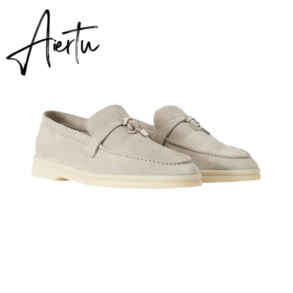 Aiertu Top Quality LP Spring Autumn New Round Head Flat Foot Pendant Ladies Fashion Comfortable Lok Fu Single Casual Women Shoes Aiertu