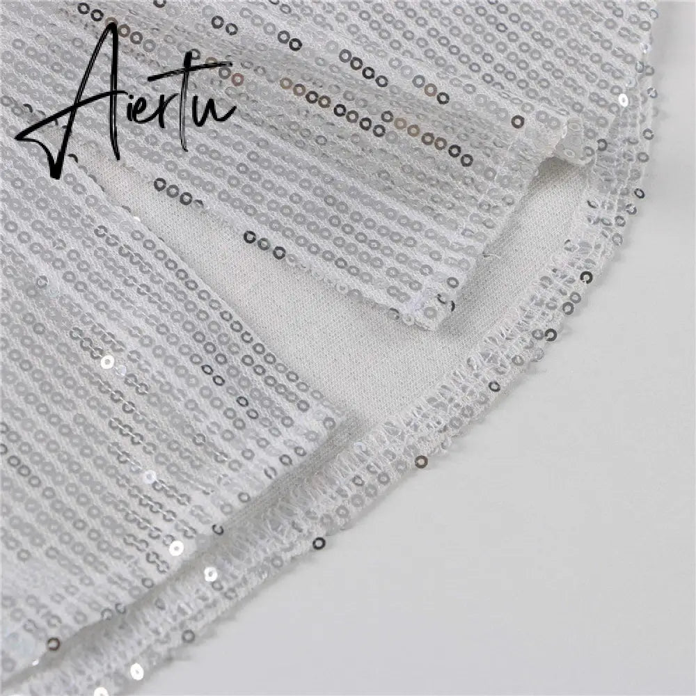 Aiertu Turn-down Collar Sequin Woman Blouses White Long Sleeve Casual Elegant Blouses Women Spring Loose Fashion Plus Size Tops Aiertu