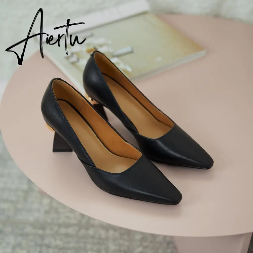Aiertu Vintage Bride Heels Shoes Woman Heels Spring Genuine Leather High Heels Pumps for Women Party Basic Women Shoes Shoes Women Aiertu