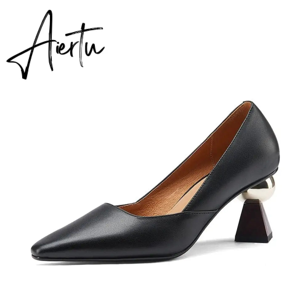 Aiertu Vintage Bride Heels Shoes Woman Heels Spring Genuine Leather High Heels Pumps for Women Party Basic Women Shoes Shoes Women Aiertu