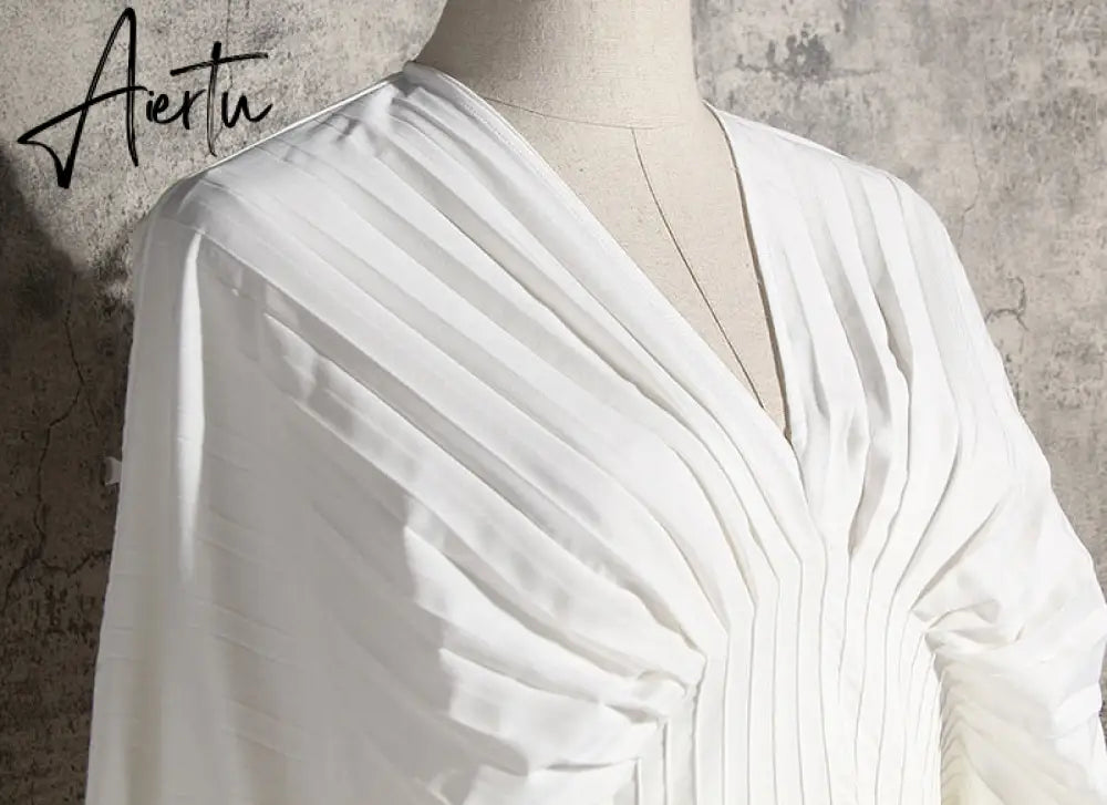 Aiertu Vintage Pleated Dress Women Flare Long Sleeve V Neck Dresses Female Fashion Clothes Spring Summer New Aiertu