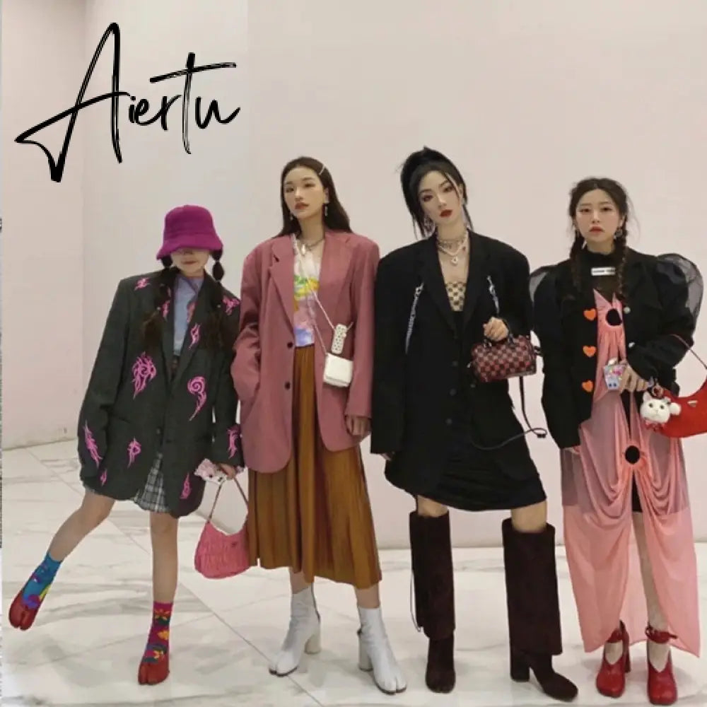 Aiertu Vintage Spring Fashion Slipt Toe Women Pumps Chunky Round Strap Buckle High Heels Red Leather Brand Design Shoes Women Aiertu