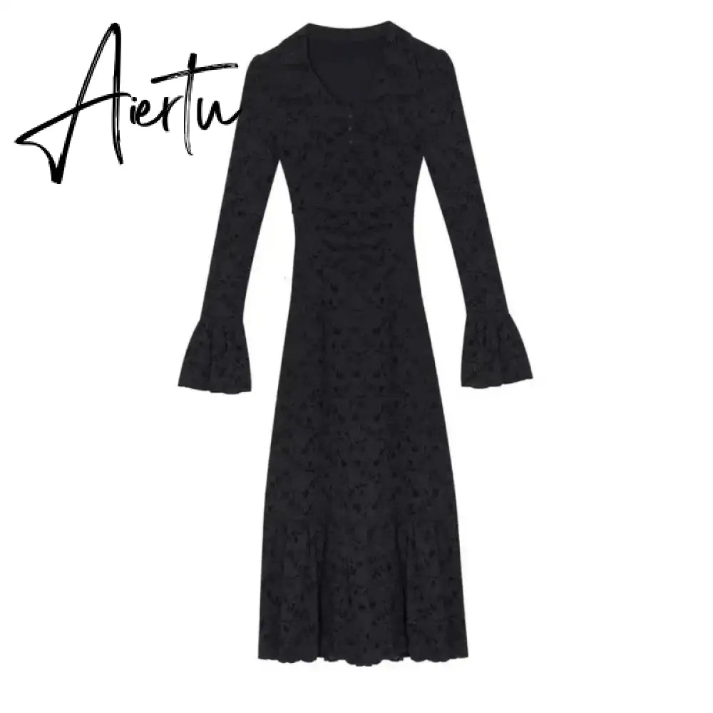 Aiertu White Elegant Lace Y2k Mini Dress Short Party Casual Long Sleeve Dress Outfits Slim One Piece Dress Korean Fashion Autumn Aiertu