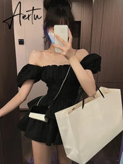Aiertu  White Sexy Backless Mini Dress Women Korean Fashion Casual Elegant Party Dress Female Ruffle Kawaii Lolita Party Y2k Dress Aiertu
