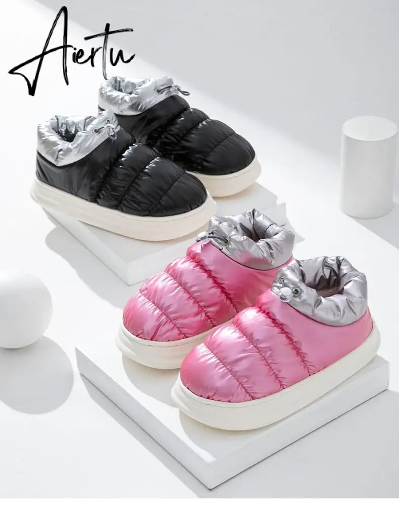 Aiertu Winter Boots for Women Cotton Shoes with Fur Waterproof Down Non-slip Outer Wear Thick Bottom Warm Furry Female Ankle Boot Aiertu