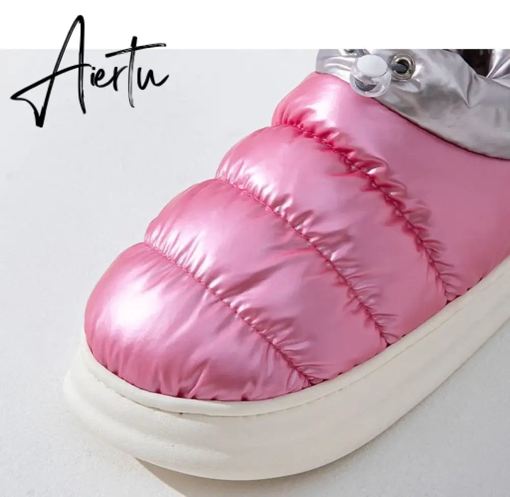 Aiertu Winter Boots for Women Cotton Shoes with Fur Waterproof Down Non-slip Outer Wear Thick Bottom Warm Furry Female Ankle Boot Aiertu