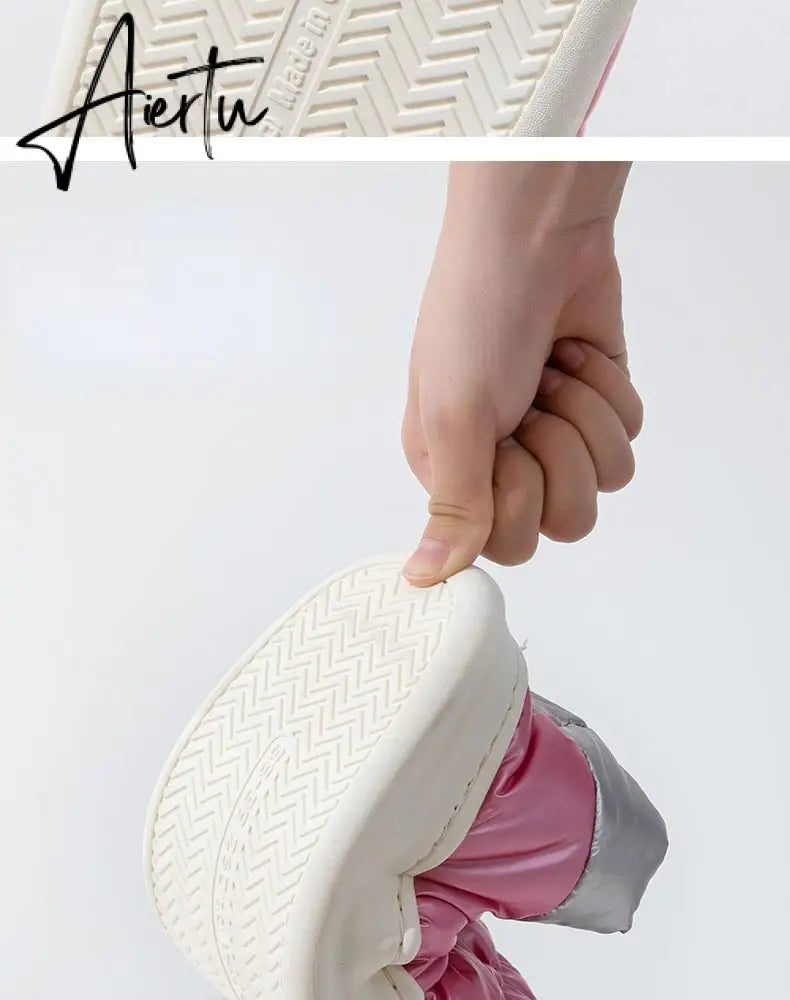 Aiertu Winter Boots for Women Cotton Shoes with Fur Waterproof Down Non-slip Outer Wear Thick Bottom Warm Furry Female Ankle Boot Aiertu