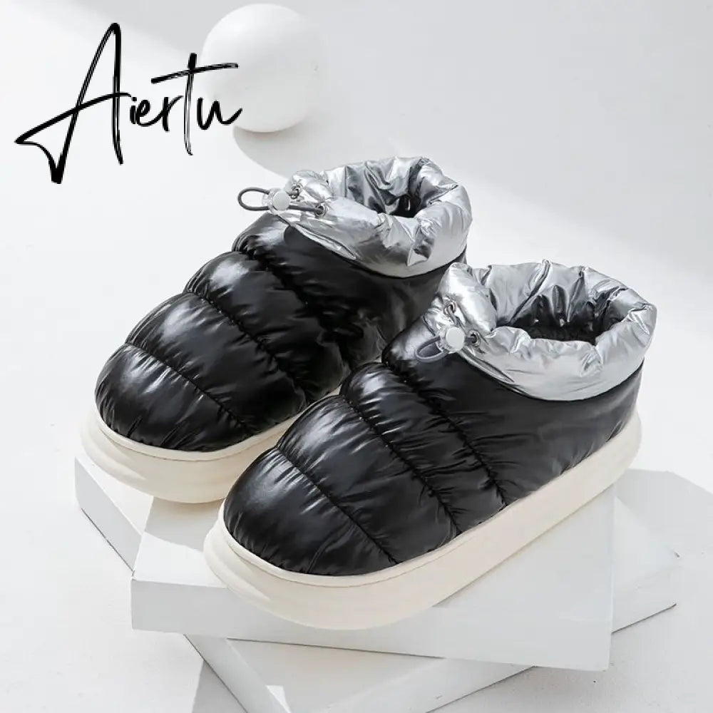 Aiertu Winter Boots for Women Cotton Shoes with Fur Waterproof Down Non-slip Outer Wear Thick Bottom Warm Furry Female Ankle Boot Aiertu