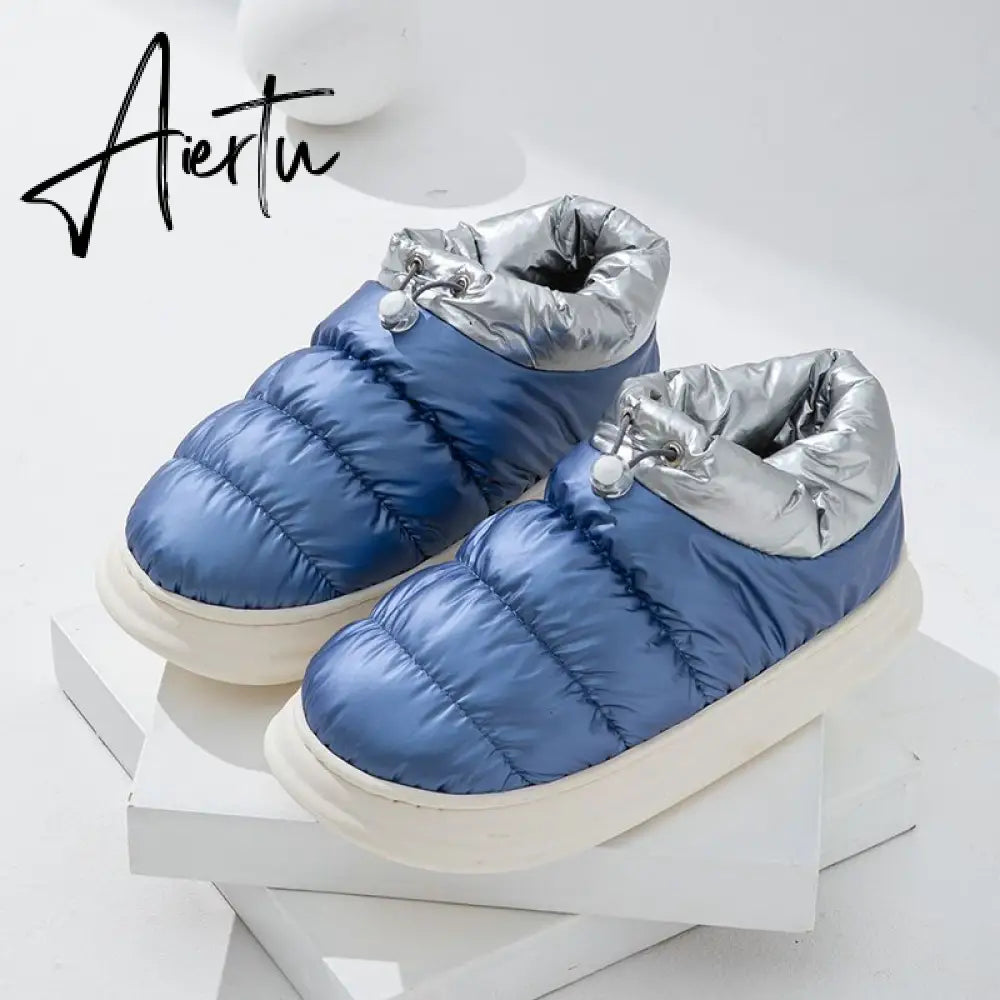 Aiertu Winter Boots for Women Cotton Shoes with Fur Waterproof Down Non-slip Outer Wear Thick Bottom Warm Furry Female Ankle Boot Aiertu