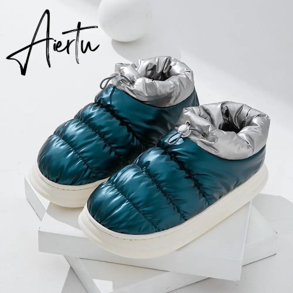 Aiertu Winter Boots for Women Cotton Shoes with Fur Waterproof Down Non-slip Outer Wear Thick Bottom Warm Furry Female Ankle Boot Aiertu