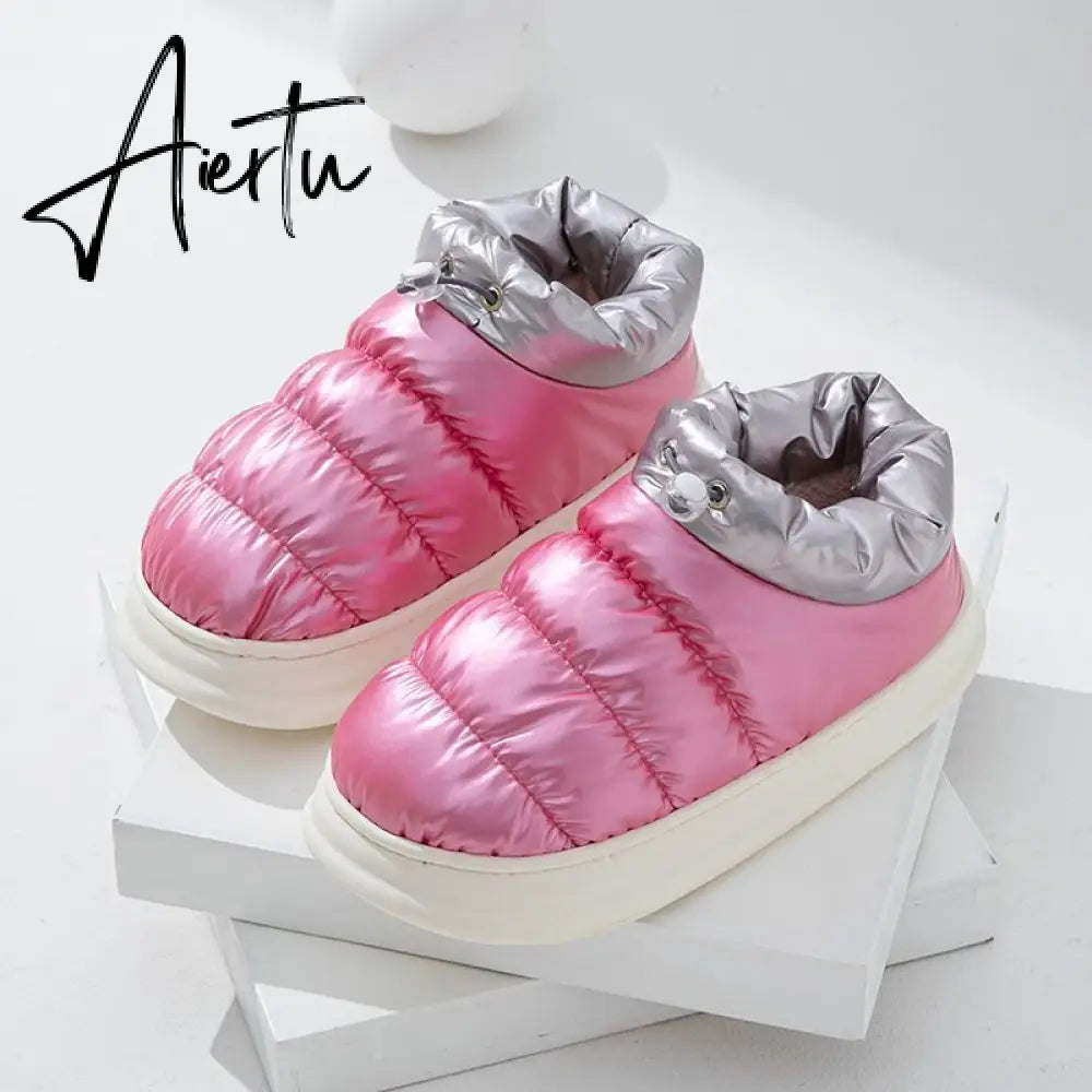Aiertu Winter Boots for Women Cotton Shoes with Fur Waterproof Down Non-slip Outer Wear Thick Bottom Warm Furry Female Ankle Boot Aiertu