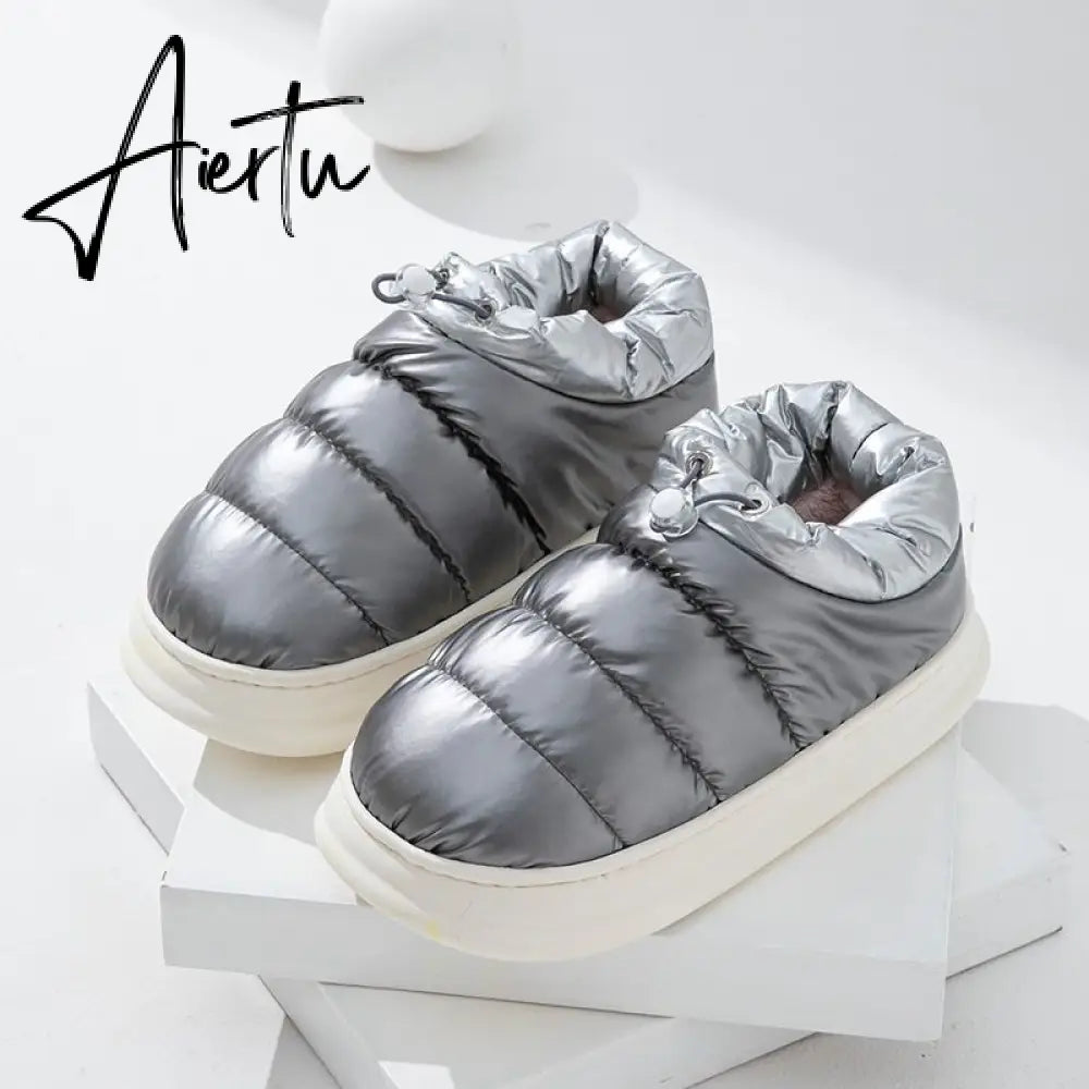 Aiertu Winter Boots for Women Cotton Shoes with Fur Waterproof Down Non-slip Outer Wear Thick Bottom Warm Furry Female Ankle Boot Aiertu
