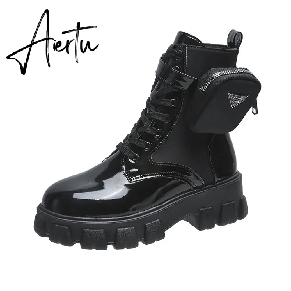 Aiertu  Winter Buckle Ankel Boots Women Punk Female Platform Boots Wedges High Heels PU Women Boots Botas Mujer Plus Size Shoes Aiertu