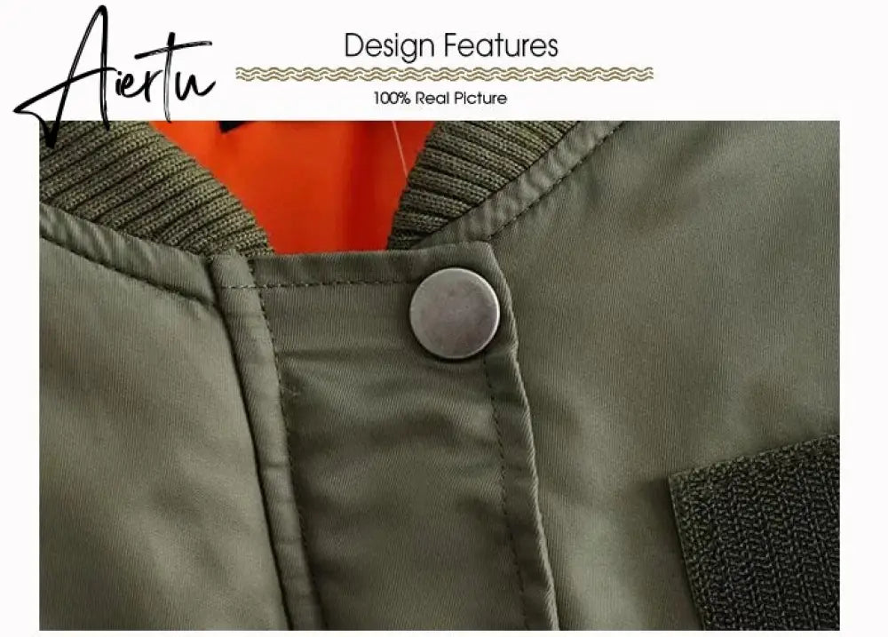 Aiertu  Winter Thicken Bomber Jacket Women Zipper Cropped Coat Long Sleeve Oversized Outwear Vintage Puffer Jackets Parkas Aiertu