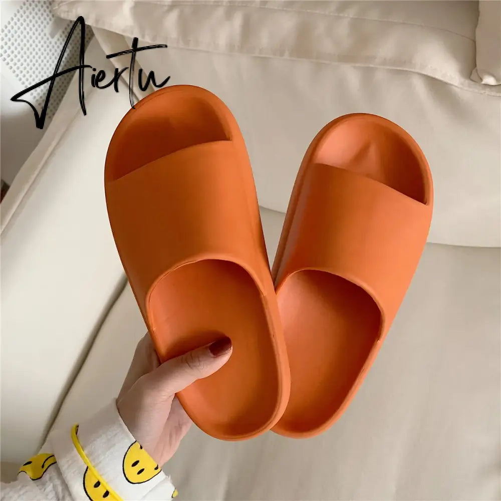 Aiertu Woman Fashion Streetwear Slippers Solid Color Simple Slippers Anti-Slip Bathroom Slippers For Women Girls Minimalist Sandals Aiertu