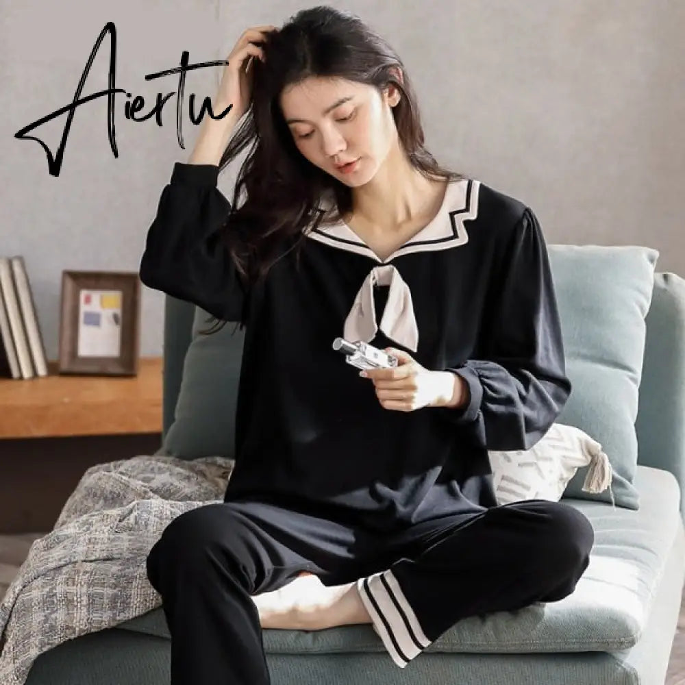 Aiertu Woman Pijama Set 100% Cotton Loose Style Pullover Leisure Homesuit Cotton Loungewear Oversized Sleepwear Avocado Printing Pajama Aiertu