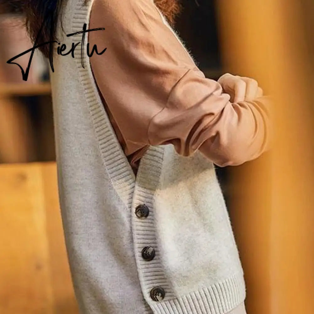 Aiertu Woman Sweaters Sleeveless Knit Vest Loose round Neck Sweater Female Femme Chandails Pull Hiver Aiertu