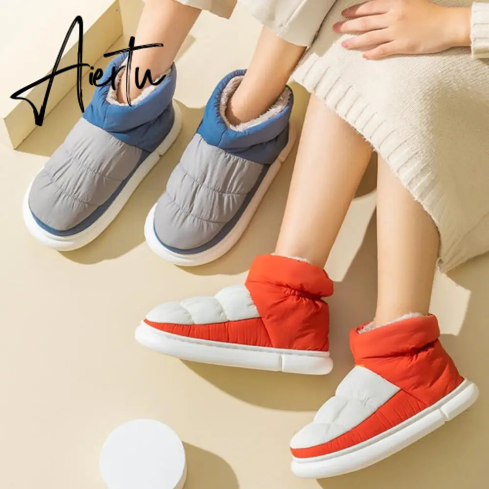 Aiertu  Woman Winter Warm Boots Down Cloth Cotton Shoes for Ladies Outdoor Waterproof Platform  Non-slip Fluffy Women's Ankle Boot Aiertu
