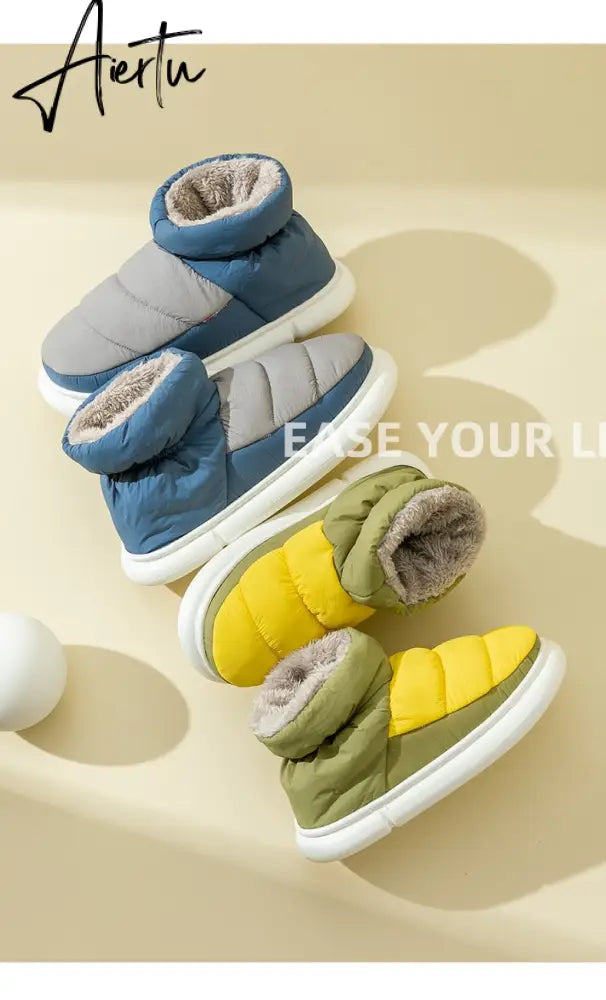 Aiertu  Woman Winter Warm Boots Down Cloth Cotton Shoes for Ladies Outdoor Waterproof Platform  Non-slip Fluffy Women's Ankle Boot Aiertu