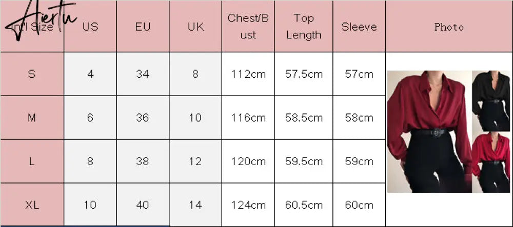 Aiertu Women Button Blouses Turn Down Collar Shirts Office Lady Long Sleeve Casual Blouse Loose OL Shirt Baggy Tops Red/Wine Red /Black Aiertu