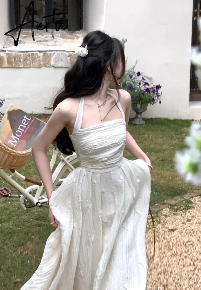 Aiertu Women Elegant Evening Party Midi Dress Summer 2024 New Fashion Princess Embroider Vestidos Female Korean Design Slim Clothes Aiertu