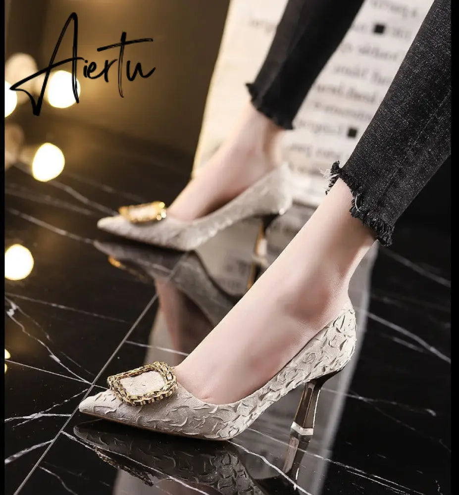 Aiertu  Women Elegant Party Wedding Pumps Pointed High Heels Stiletto All-match shoes for woman Sexy Girl lady Single Shoes Aiertu