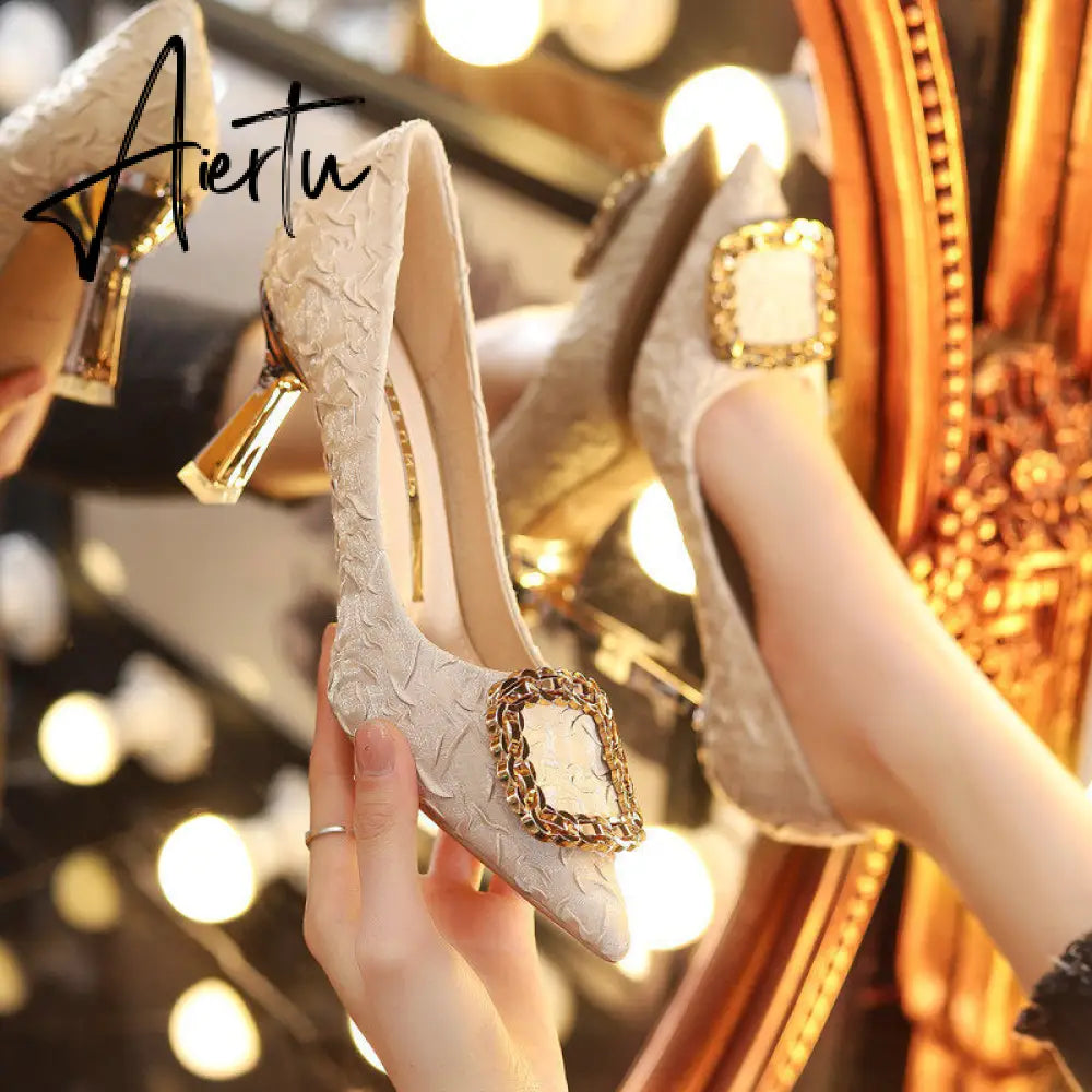 Aiertu  Women Elegant Party Wedding Pumps Pointed High Heels Stiletto All-match shoes for woman Sexy Girl lady Single Shoes Aiertu