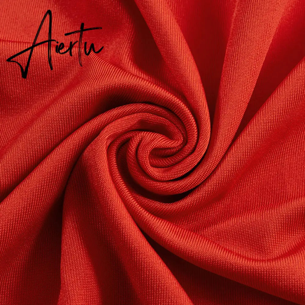 Aiertu Women Fall Fashion Bodycon Folds Pure Color Long Sleeves With Gloves Mini Dress Female Clothing Streetwear Y2K Aiertu
