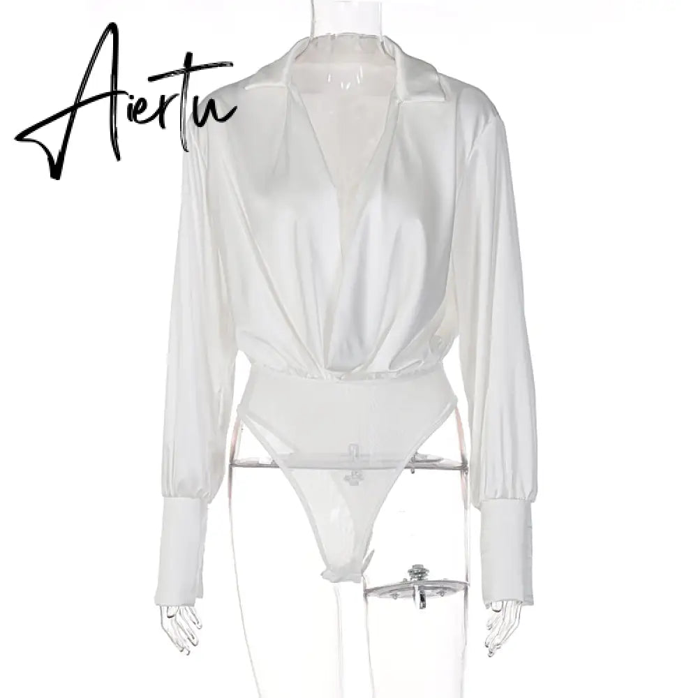 Aiertu Women Fashion Revealing Bodycon Slim Solid Swing Collar Long Sleeves Mini Dress Fall Clothing Sexy Streetwear Aiertu