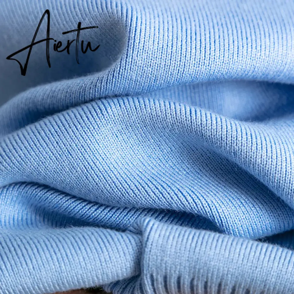 Aiertu  Women Gentle Knitted Suits Turtleneck Long Sleeve Loose Pullover+Elastic Waist Bodycon Skirt Winter Fashion Solid Sets Aiertu