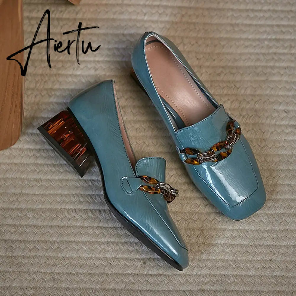 Aiertu  Women  High Heels Shoes Genuine Leather Round Toe Shoes for Women Genuine Leather Newest Party Basic Shoes Woman Aiertu