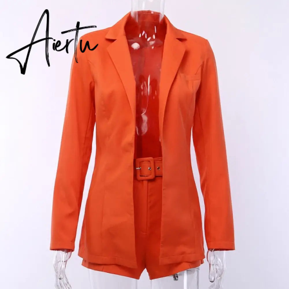 Aiertu Women Jacket Blazer Suit Fashion Casual Ladies Solid Color Two Piece Autumn Winter Office Wear Elegant Suit Jacket Pants Aiertu