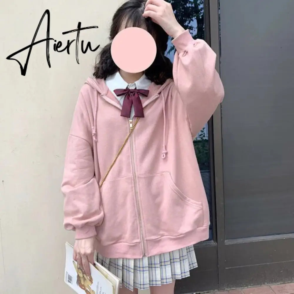 Aiertu Women Jacket Blouses Sweatshirts Casual Couple Tops Thicken Gray Hoodie Long Sleeve Loose Simple Coat Veste Femme Bomber Jacket Aiertu