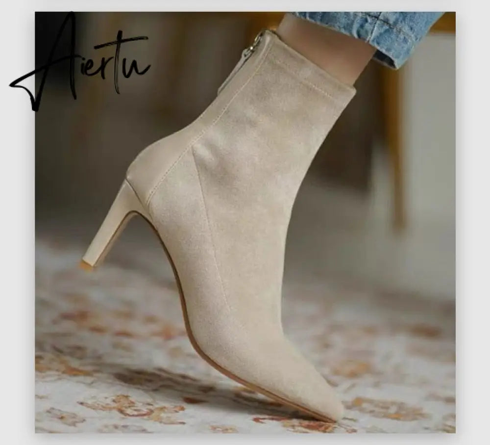 Aiertu  Women Over The Knee Boots Female Zip Sexy Black Long Boots Woman Thin Heel Ladies Pointed Toe Party Boots Women's Autumn Shoes Aiertu