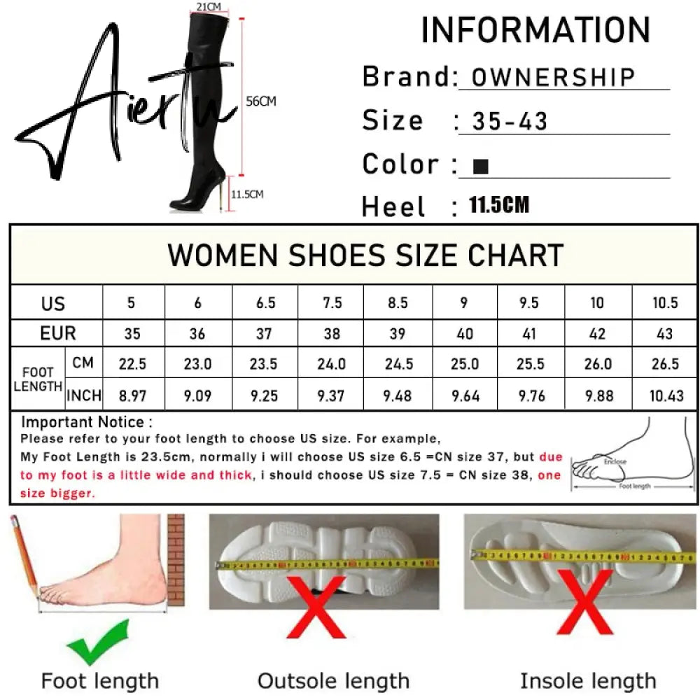 Aiertu  Women Over The Knee Boots Female Zip Sexy Black Long Boots Woman Thin Heel Ladies Pointed Toe Party Boots Women's Autumn Shoes Aiertu