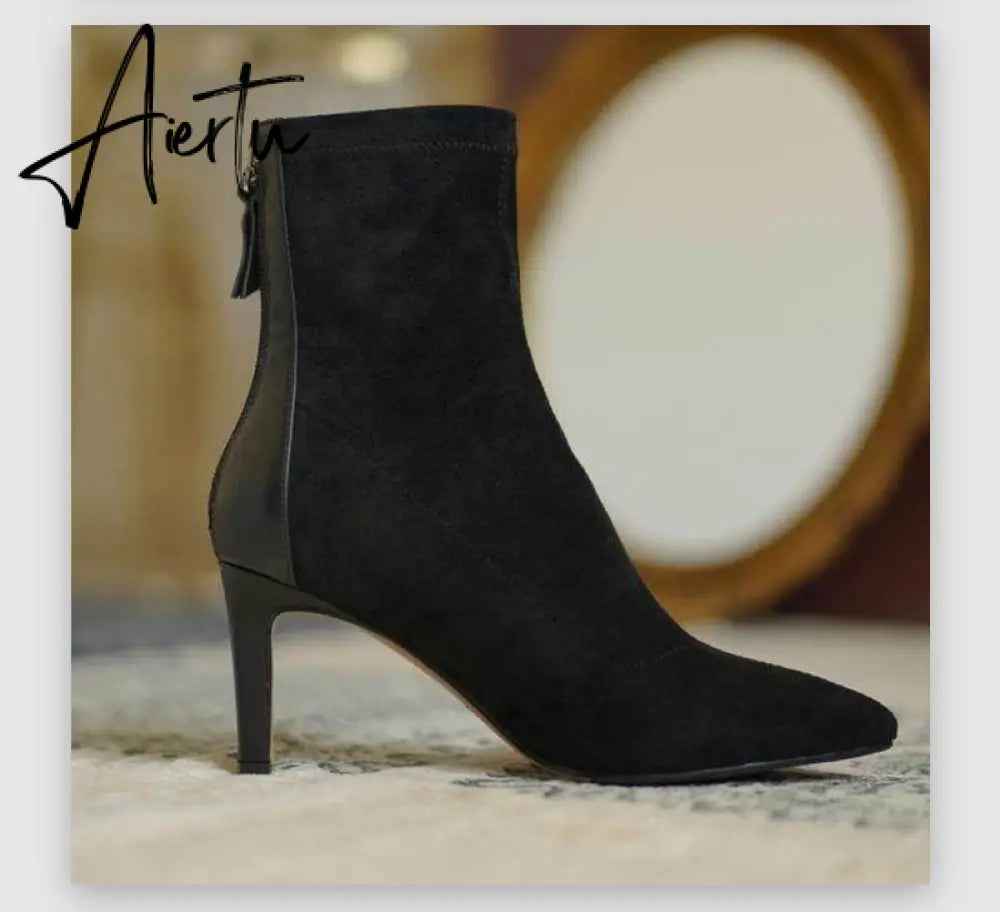 Aiertu  Women Over The Knee Boots Female Zip Sexy Black Long Boots Woman Thin Heel Ladies Pointed Toe Party Boots Women's Autumn Shoes Aiertu