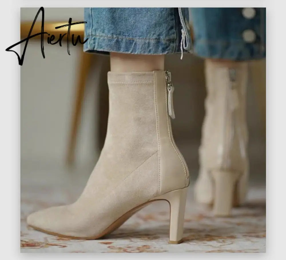 Aiertu  Women Over The Knee Boots Female Zip Sexy Black Long Boots Woman Thin Heel Ladies Pointed Toe Party Boots Women's Autumn Shoes Aiertu