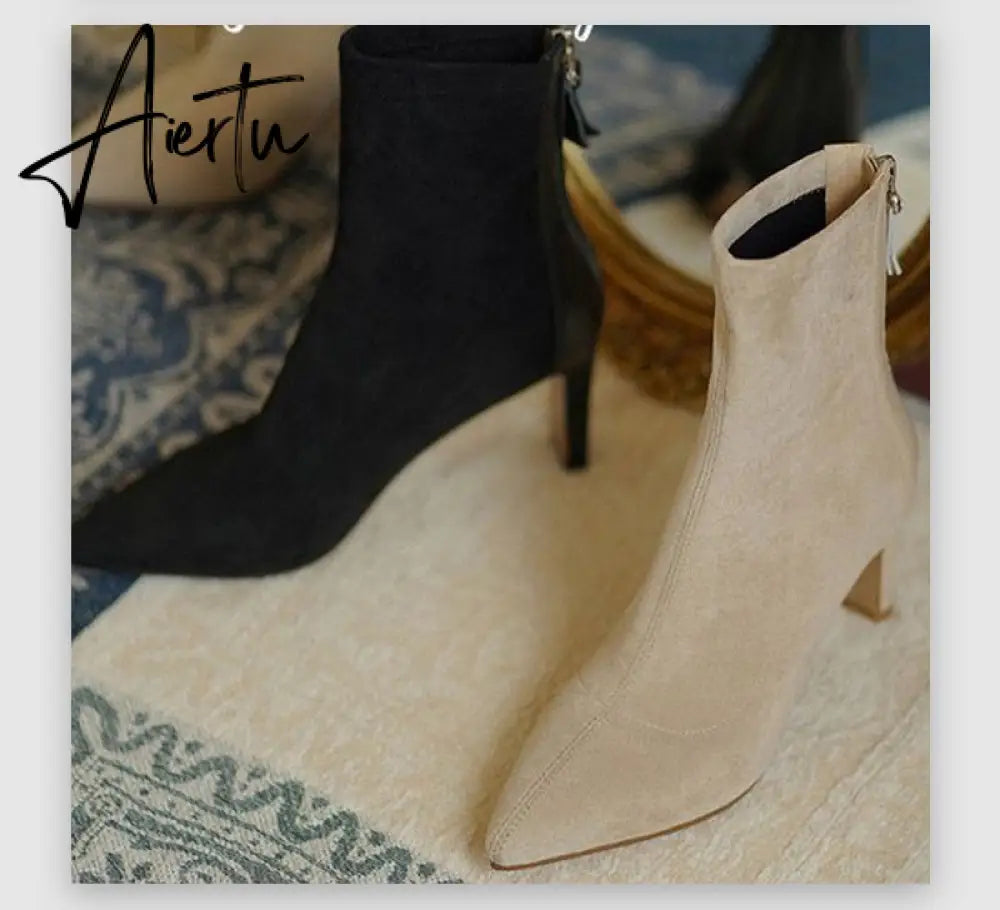 Aiertu  Women Over The Knee Boots Female Zip Sexy Black Long Boots Woman Thin Heel Ladies Pointed Toe Party Boots Women's Autumn Shoes Aiertu
