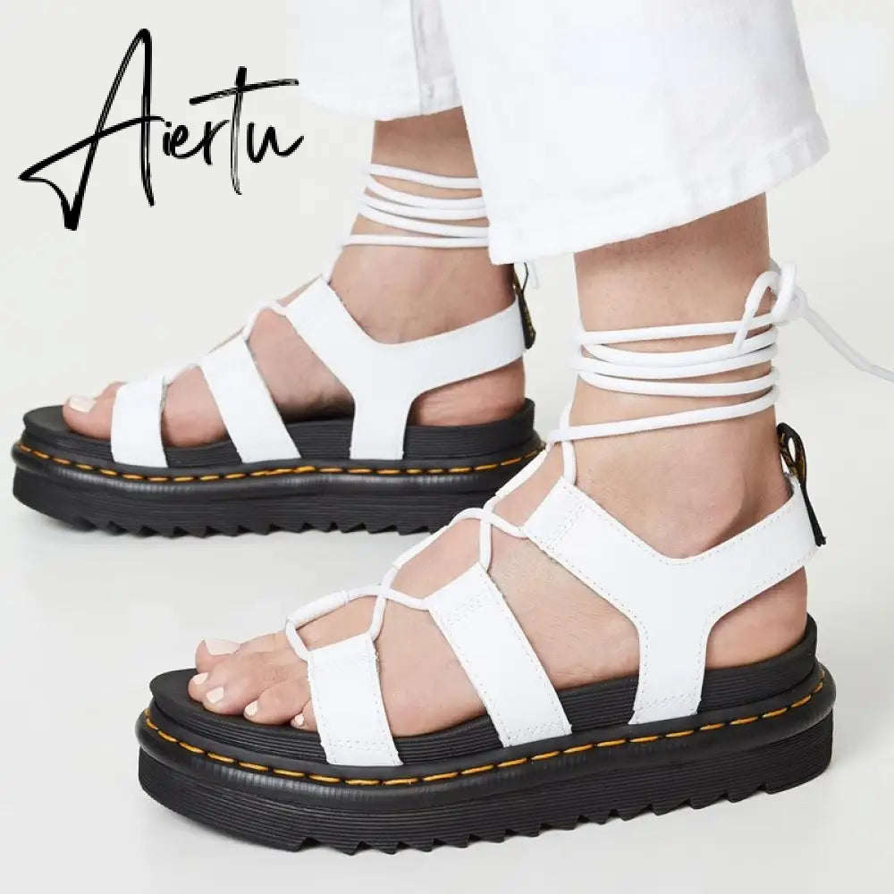 Aiertu Women Platform Sandals Chunky Heels Fashion Fisherman Sandal Genuine Leather Wedges Shoes for Women Summer Ladies Open Toe Shoes Aiertu