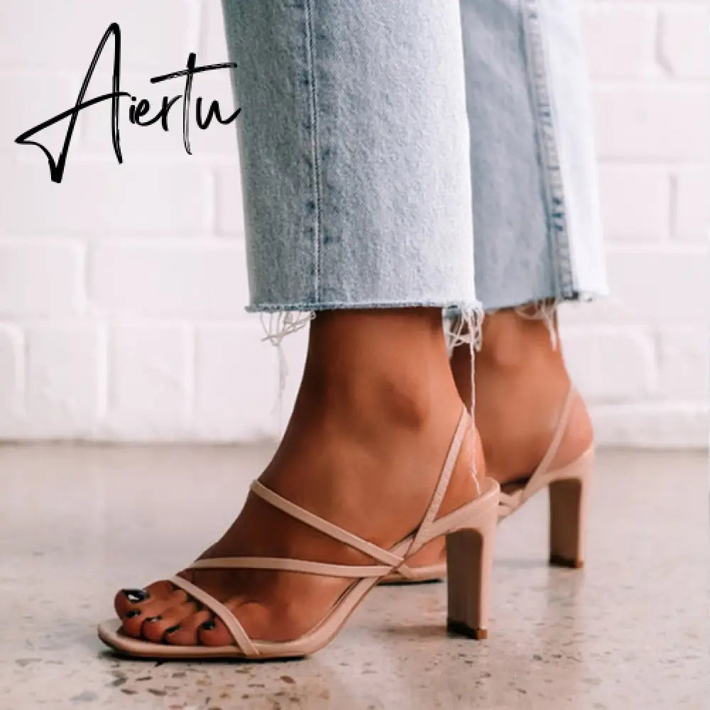 Aiertu Women Pumps Open Toe Sexy Sandals Ladies Thin Belt High Heels Females Outdoor Party Dress Brand Fashion Shoes For Lady Aiertu