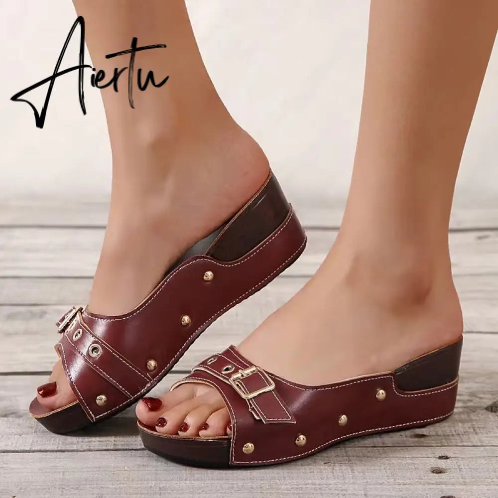 Aiertu Women Sandals Fashion Wedges Shoes For Women Slippers Summer Shoes With Heels Sandals Flip Flops Women Beach Casual Shoes Aiertu