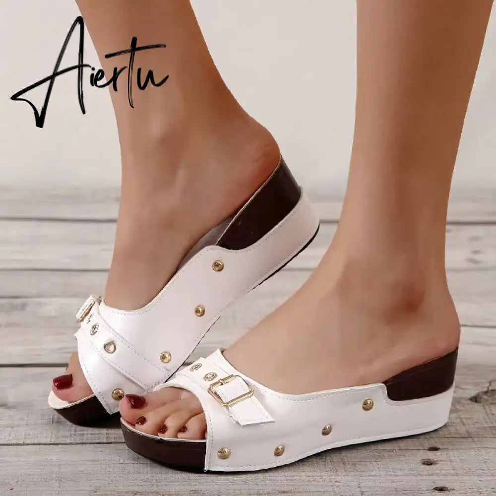 Aiertu Women Sandals Fashion Wedges Shoes For Women Slippers Summer Shoes With Heels Sandals Flip Flops Women Beach Casual Shoes Aiertu