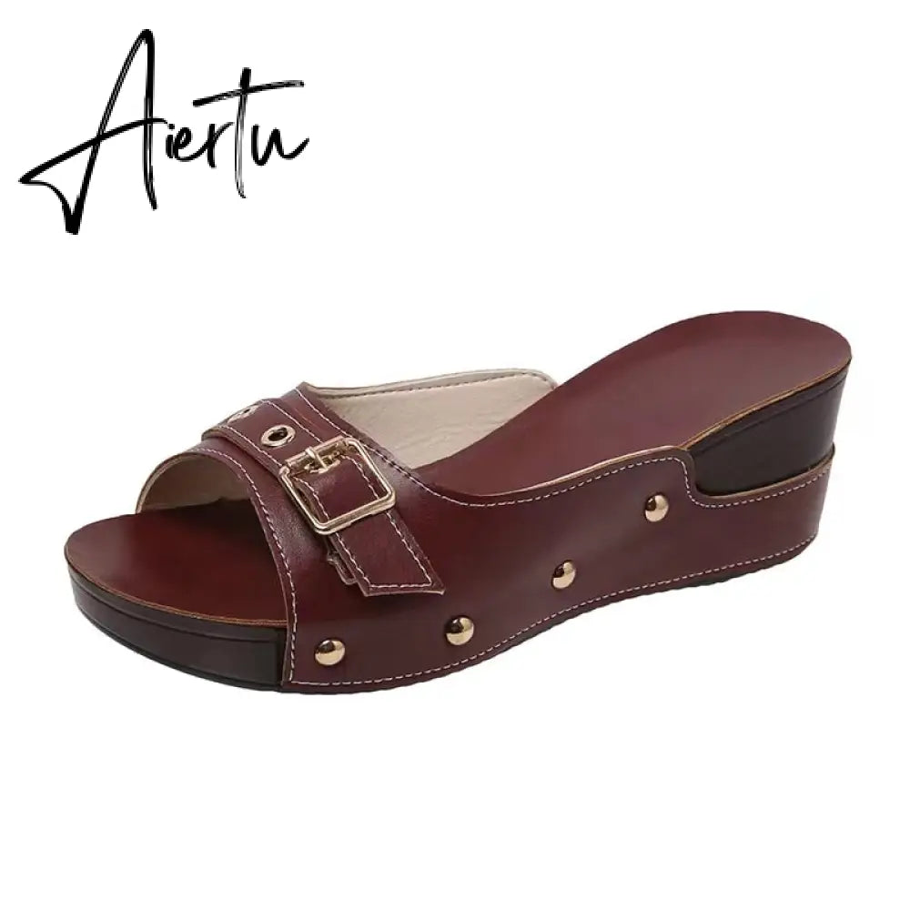 Aiertu Women Sandals Fashion Wedges Shoes For Women Slippers Summer Shoes With Heels Sandals Flip Flops Women Beach Casual Shoes Aiertu