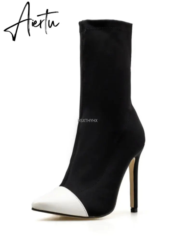 Aiertu  Women Shoes Leather Boots Women Ankle Boots Autumn Winter Boots Women High Heels Short Boots Ladies Booties Chaussures Femme Aiertu