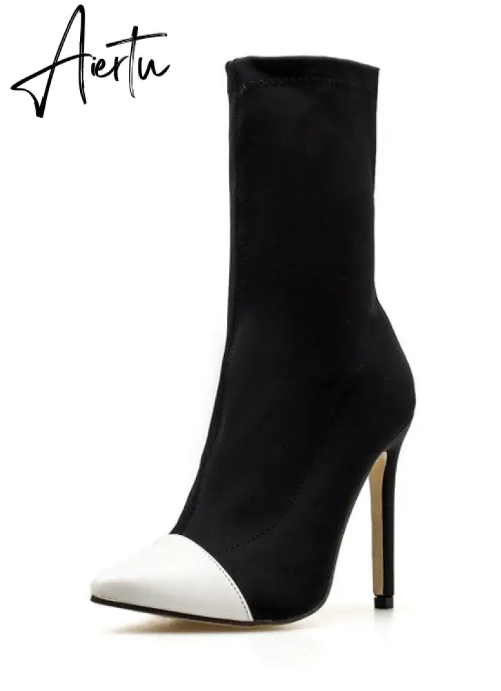 Aiertu  Women Shoes Leather Boots Women Ankle Boots Autumn Winter Boots Women High Heels Short Boots Ladies Booties Chaussures Femme Aiertu
