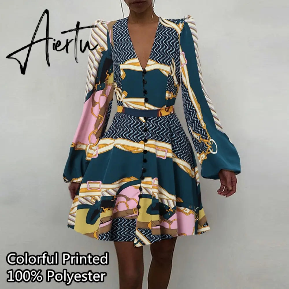 Aiertu Women Silk Dress Celmia Satin Mini Robe Summer Elegant Party Wrap Evening Dress Long Lantern Sleeve V Neck Solid Vestidos Aiertu