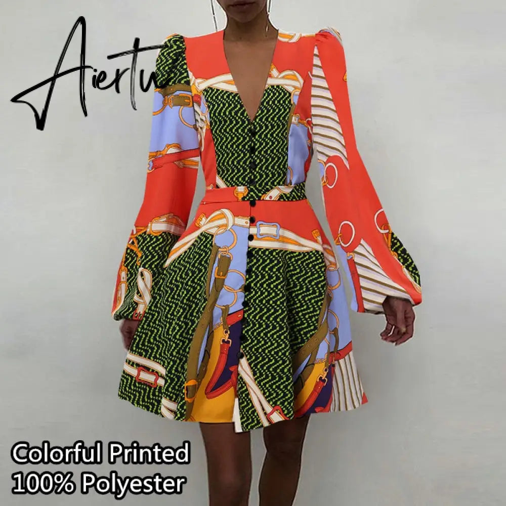 Aiertu Women Silk Dress Celmia Satin Mini Robe Summer Elegant Party Wrap Evening Dress Long Lantern Sleeve V Neck Solid Vestidos Aiertu