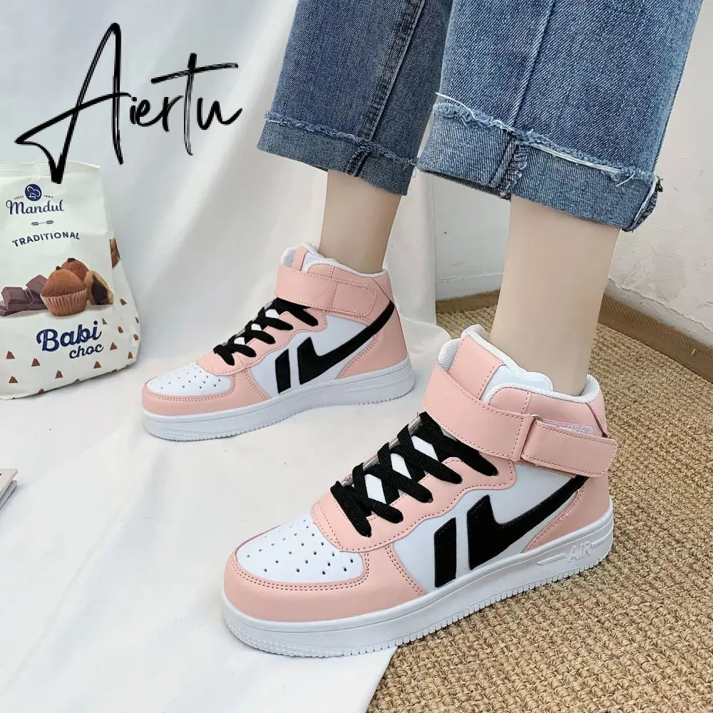 Aiertu Women Sneakers White Pink Tennis Cute Lovely Girl Casual Shoes Female Student Blue Low Top Platform Flats Ladies Vulcanize Shoes Aiertu