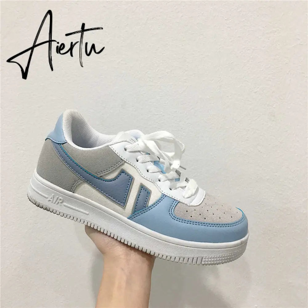 Aiertu Women Sneakers White Pink Tennis Cute Lovely Girl Casual Shoes Female Student Blue Low Top Platform Flats Ladies Vulcanize Shoes Aiertu