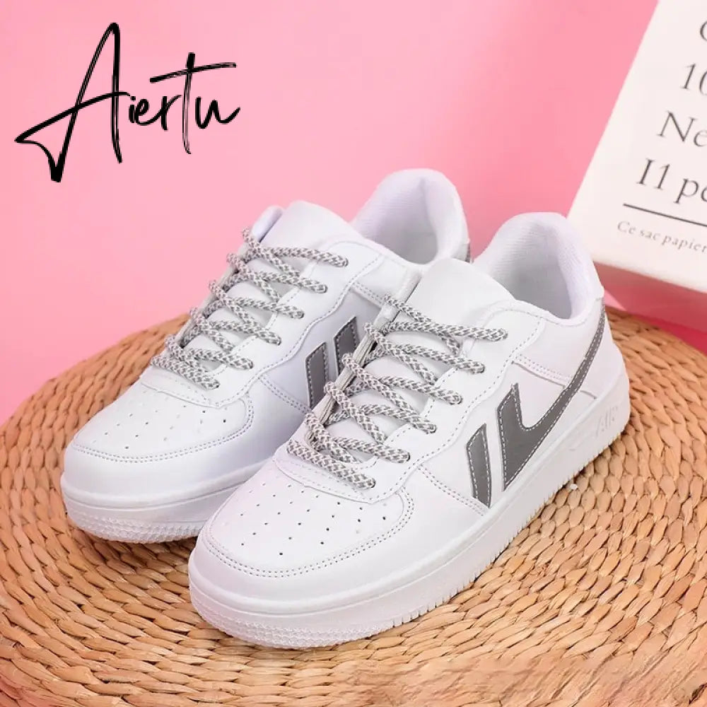 Aiertu Women Sneakers White Pink Tennis Cute Lovely Girl Casual Shoes Female Student Blue Low Top Platform Flats Ladies Vulcanize Shoes Aiertu